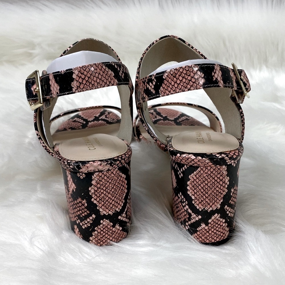 Cole Haan Avani Snake Print Chunky Block Heels Pink Women's 9.5 // 9 1/2 NWB - Picture 4 of 9